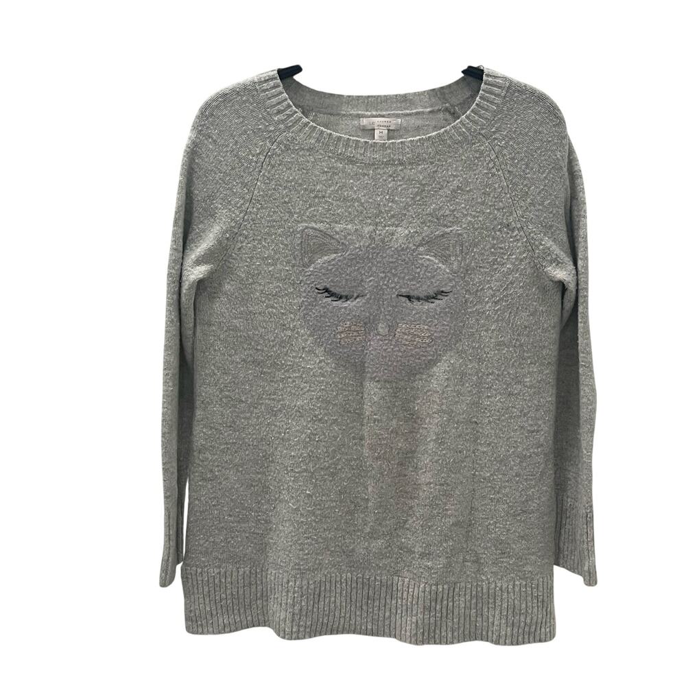 Lauren Conrad Gray Purple Cat Raglan Tunic Sweater ~ Women's MD